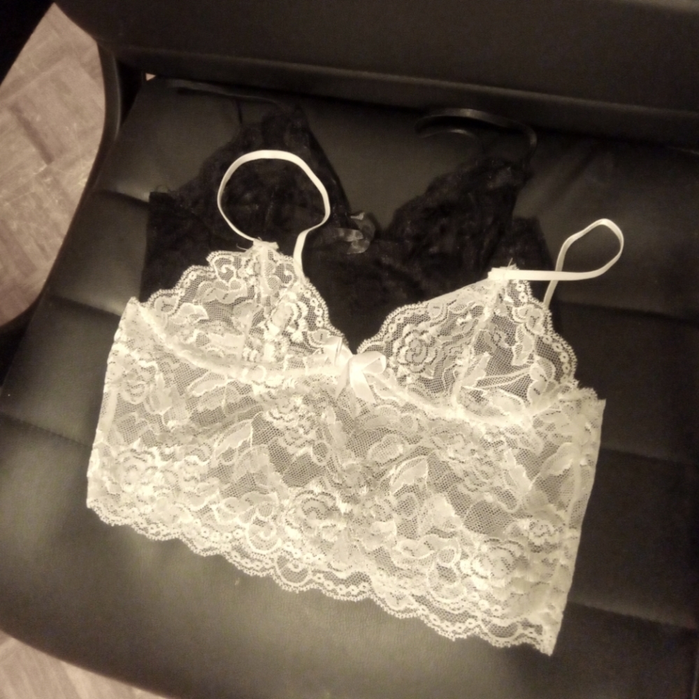 Brand new size small black and white bralettes